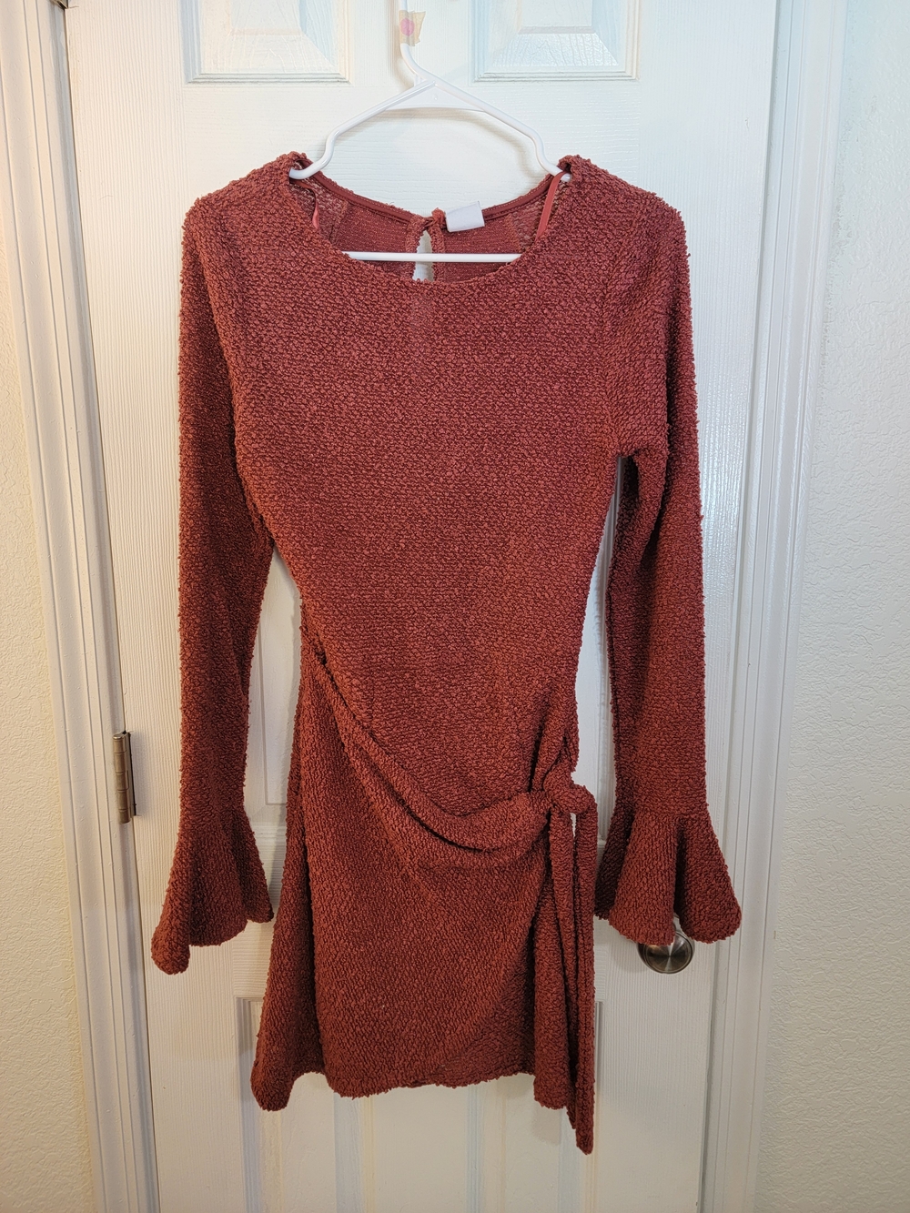 Selfie Leslie Rust Long-Sleeve Wrap Knit Dress